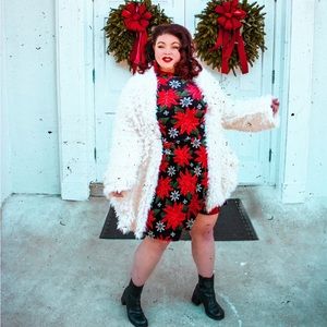 Xhilaration | Dresses | Velvet Poinsettia Longsleeve Christmas Holiday  Party Mini Swing Dress Xxl | Poshmark